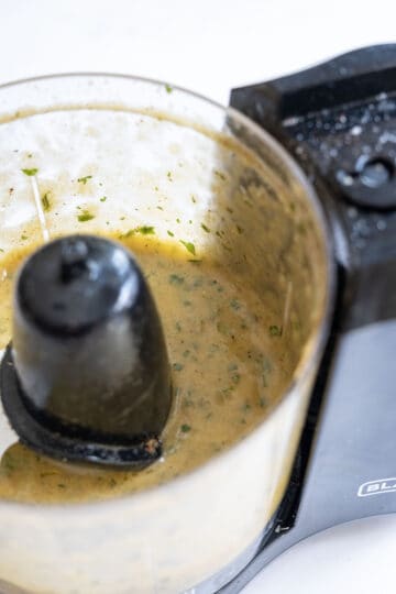 cilantro mango vinaigrette in food processor