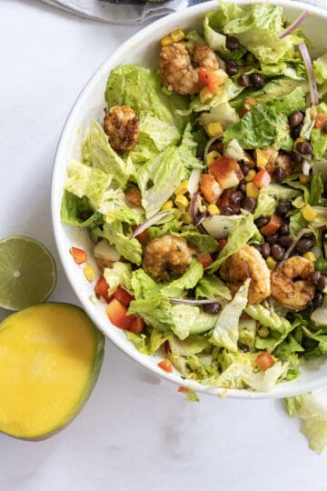 grilled shrimp salad with mango dressing