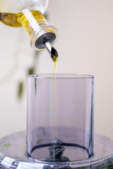oil poured in food processor