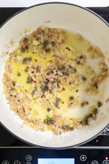 capers added to sauteed red onion
