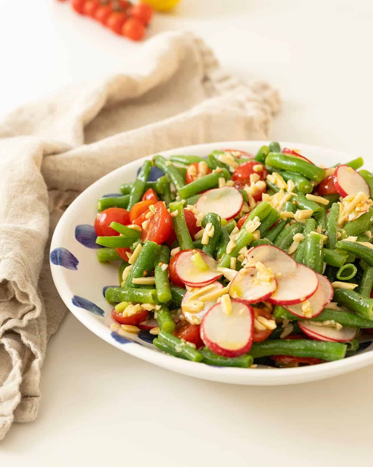 Italian green bean salad in a bowl.