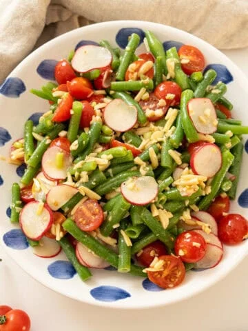 Italian green bean salad in a bowl.
