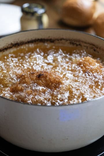 fried chicken in the fryer