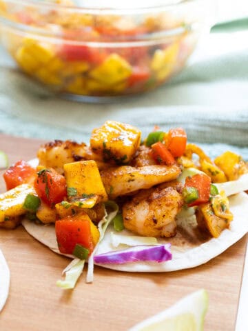 Shrimp Tacos with mango salsa