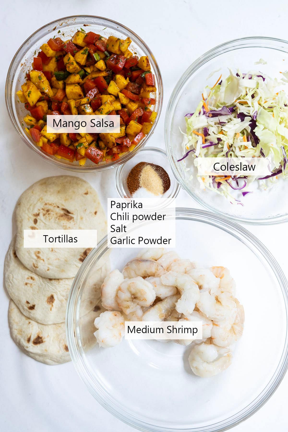 Ingredients for shrimp tacos.