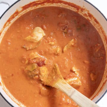 Cream added to sauce
