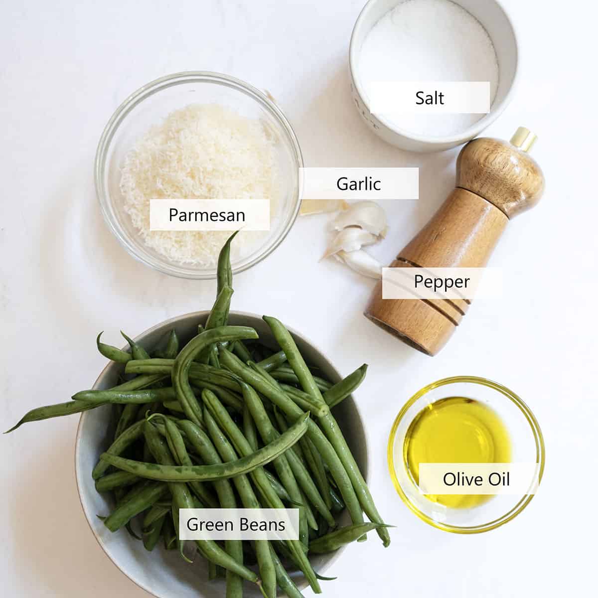 Ingredients for green bean recipe.