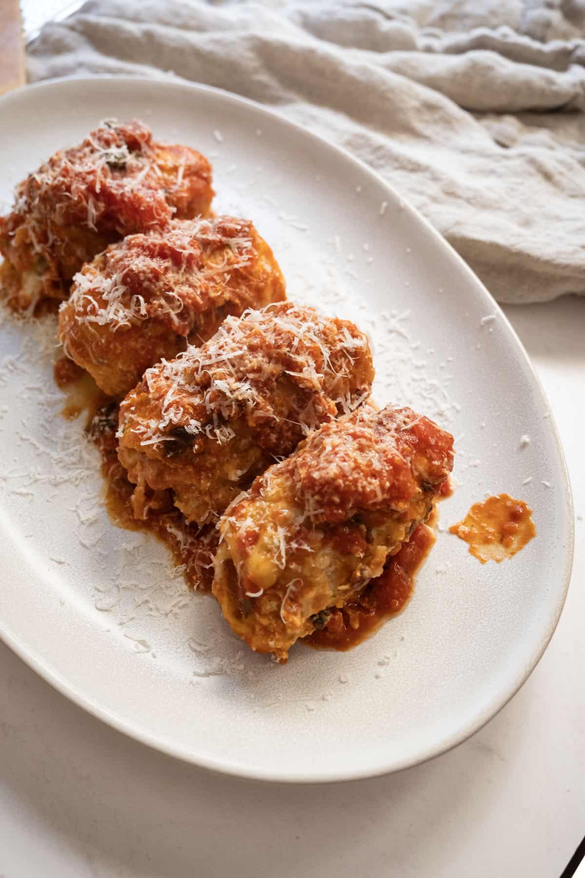 Chicken Rollatini on a serving tray.