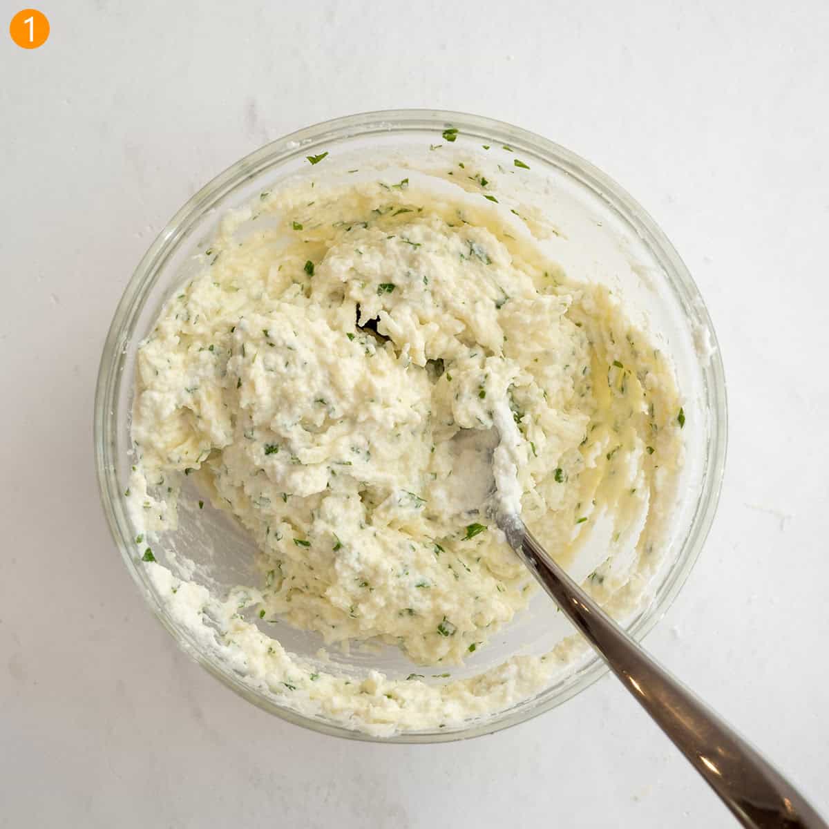 Ricotta filling in a bowl.
