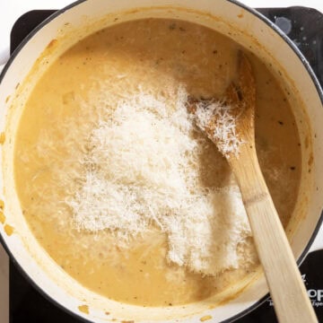 Parmesan added to the soup.