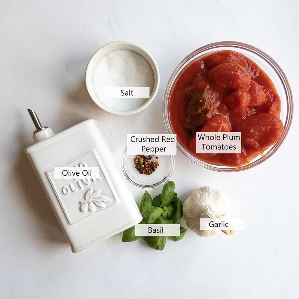 Ingredients for marinara sauce.