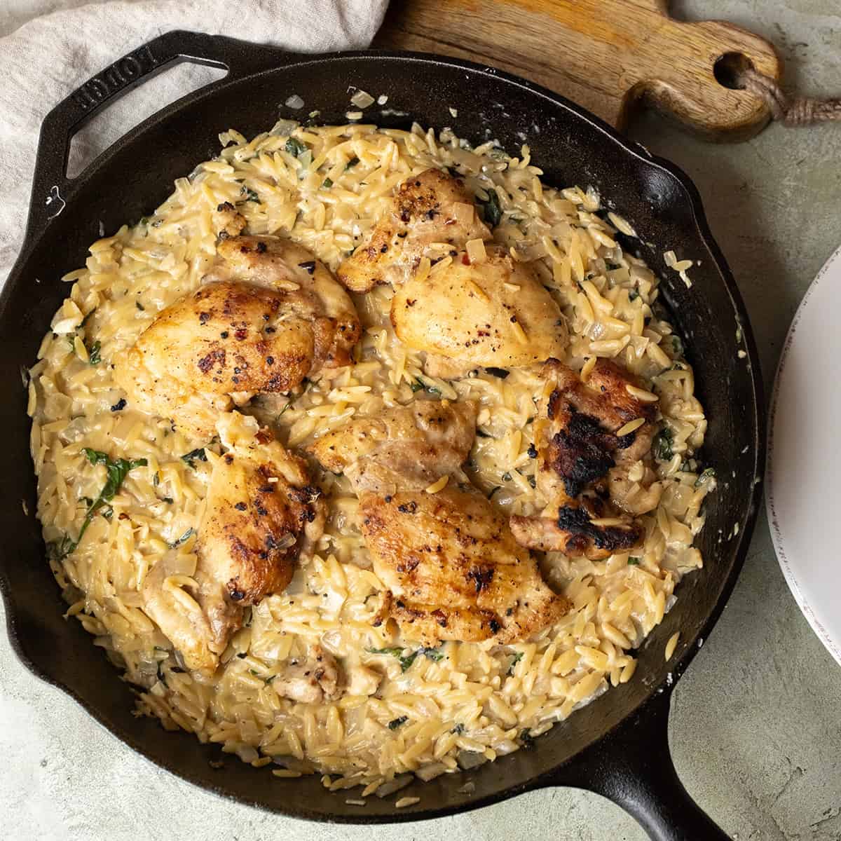 Cast Iron Lemon Chicken Orzo Recipe