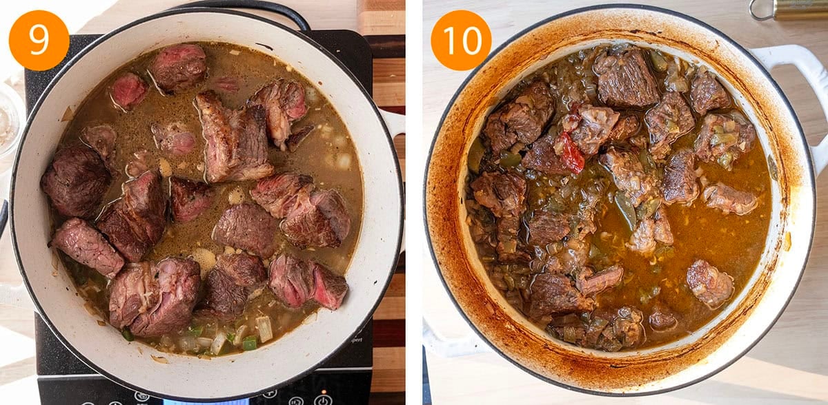 Braised beef in the pot.