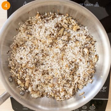 Toasting arborio rice.