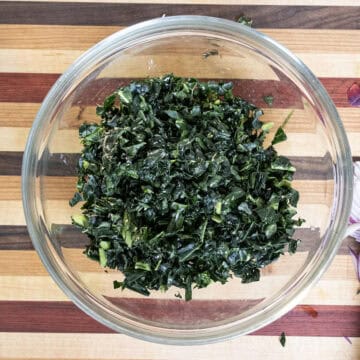 Chopped kale in a bowl.