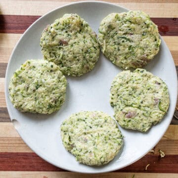 Zucchini mixture made into patties.