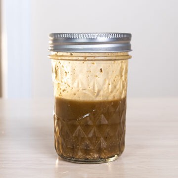 Dressing in a mason jar.