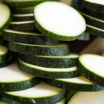 Sliced zucchini in half inch pieces.