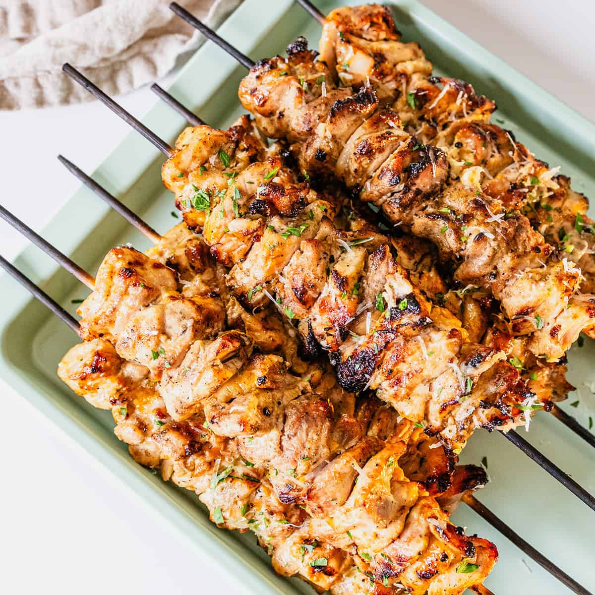 Garlic Parm Chicken Skewers