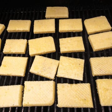 Grilling polenta.