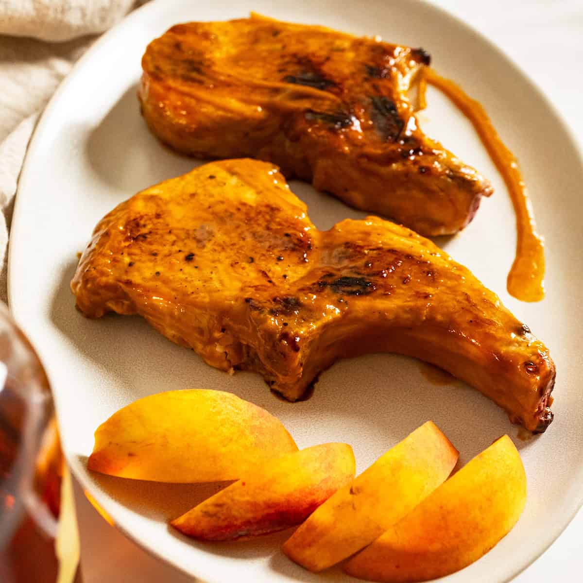 Bourbon Peach Glazed Pork Chops