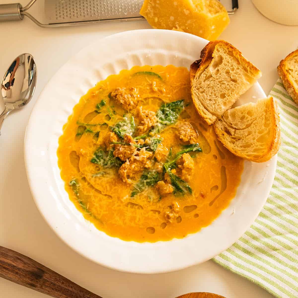 Creamy Butternut Squash Soup with Sausage
