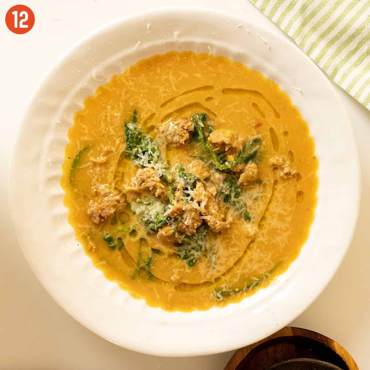 Bowl of butternut squash soup.