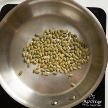 Toasting pumpkin seeds.