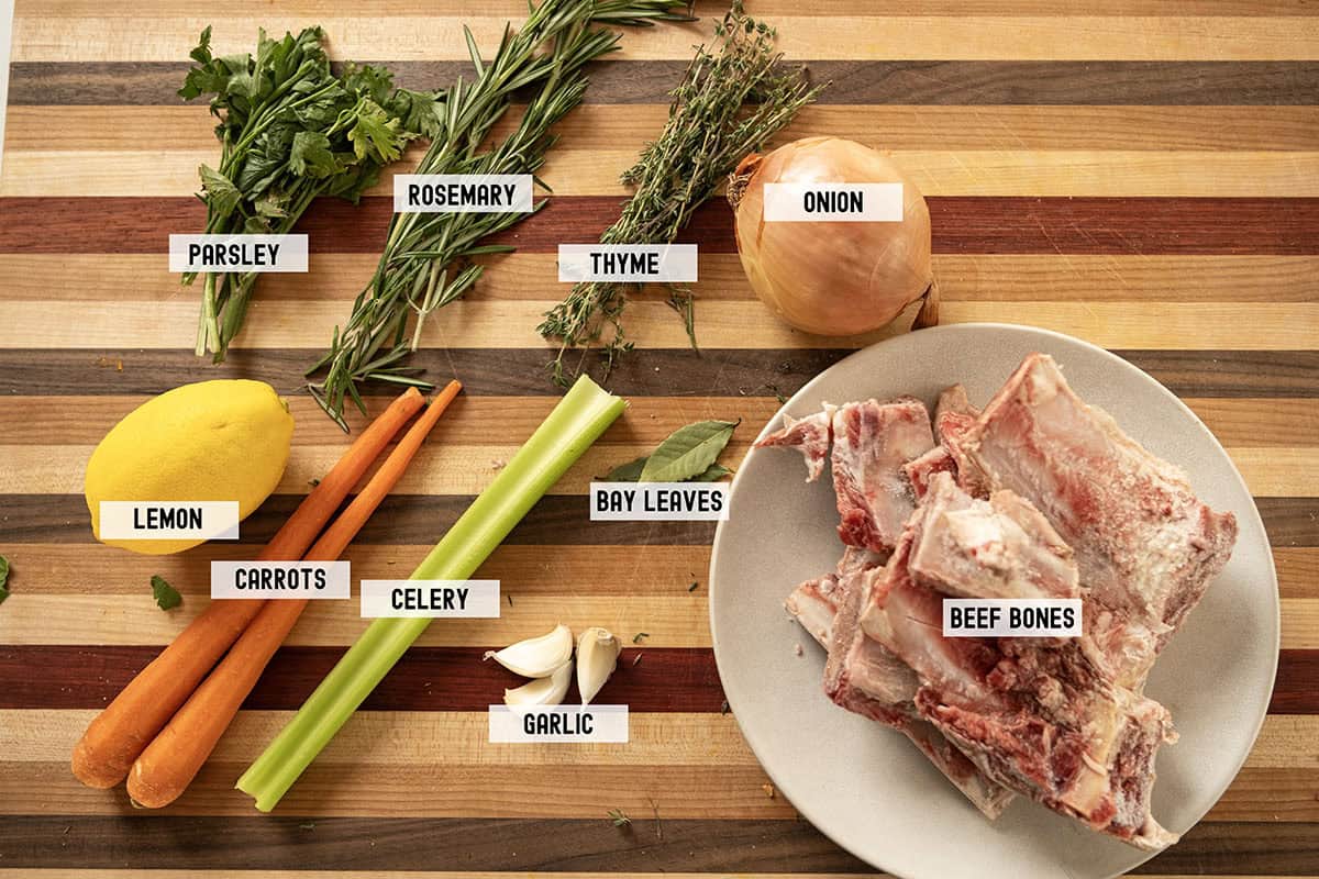 Ingredients for beef stock.