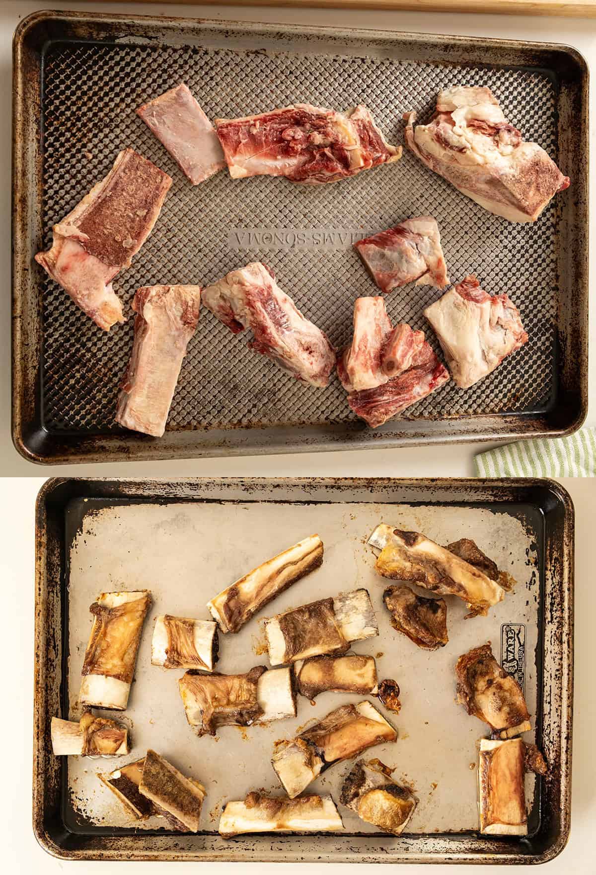 Roasted beef bones.
