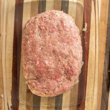Meatloaf molded onto a pyrex.