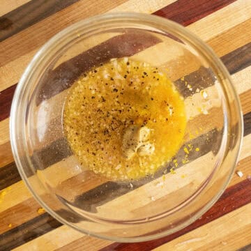 Combining ingredients for the dressing.