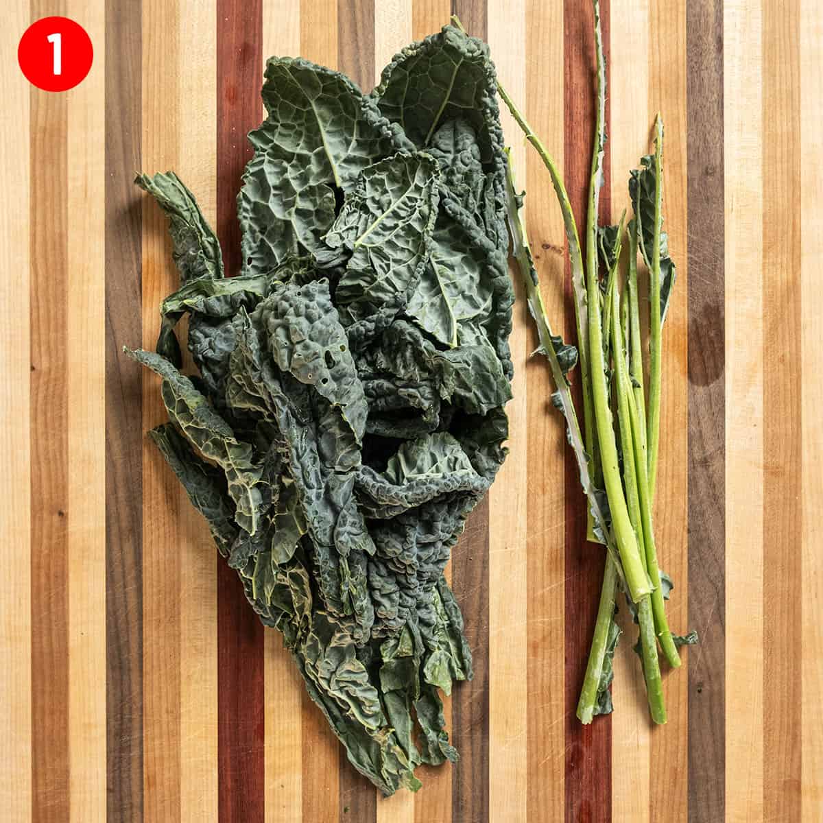 Kale leaves removed from stems.