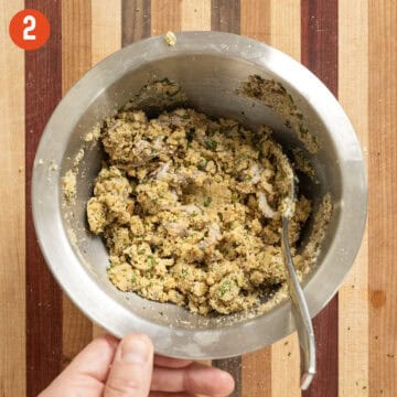 Stuffing for the calamari mixed together.