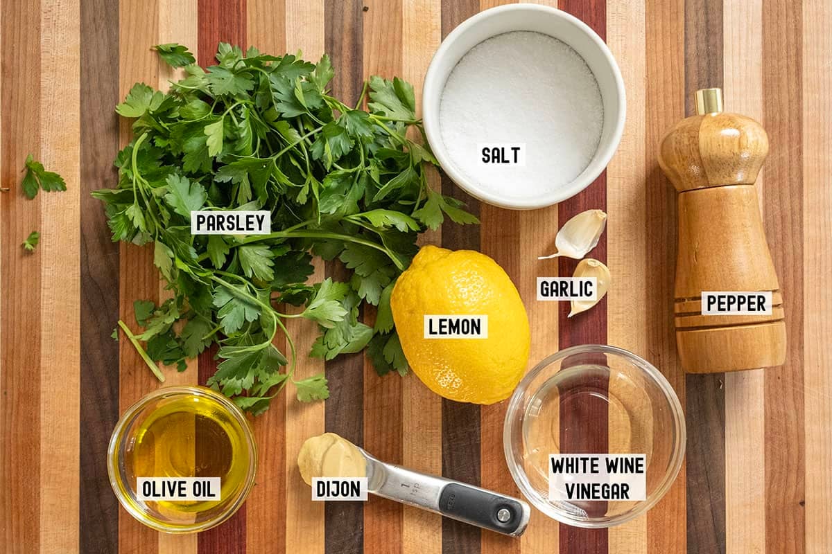 Ingredients for the lemon parsley dressing.