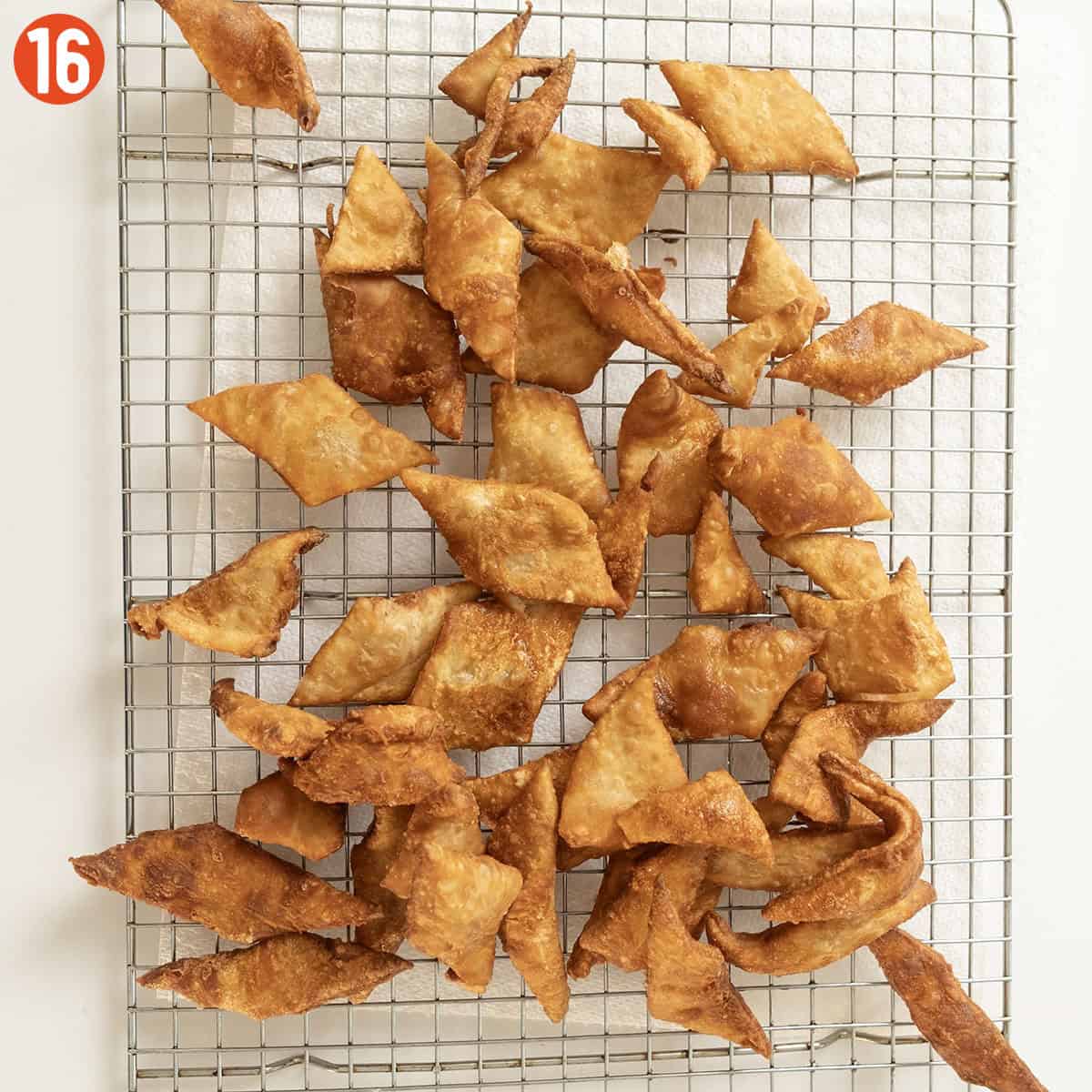Golden brown cannoli chips.