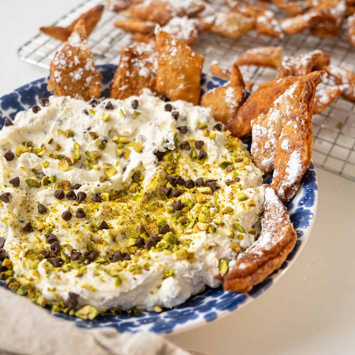 Authentic Cannoli Dip (With Homemade Cannoli Chips)