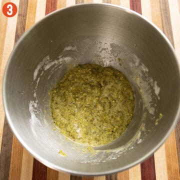 Dough folded in with egg whites.