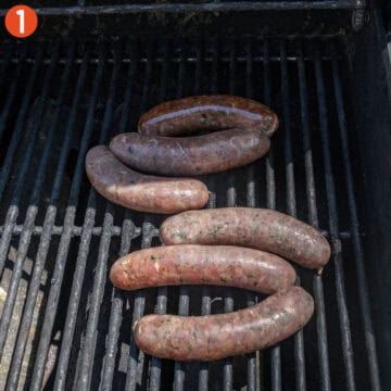 Sausages on the grill.