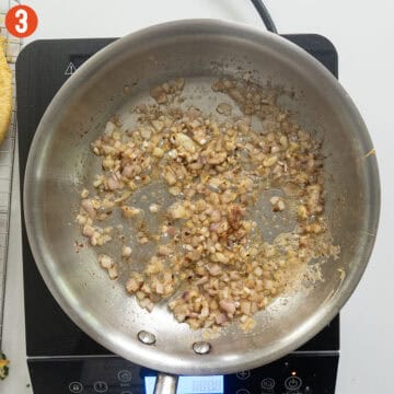 Sauteing shallots and garlic.