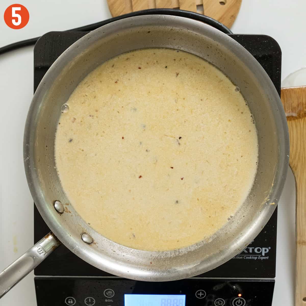 Heavy cream added to the sauce.