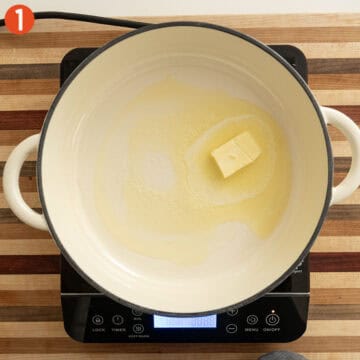 Melting butter in the saucepan.