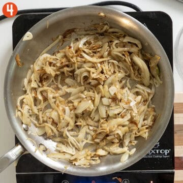 Caramelizing fennel and garlic in a saucepan.