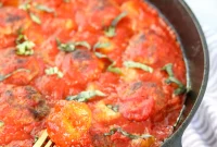 Hearty Skillet Pesto Meatball & Gnocchi Bake