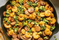 Gluten Free Hot Honey Glazed Shrimp and Sausage Stir Fry