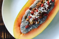 Tropical Chia Delight in a Papaya Bowl