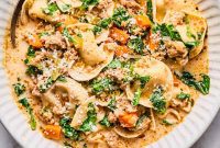 Slow Cooker Creamy Sausage Tortellini Soup