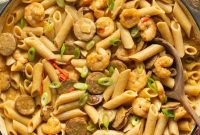 Decadent Gluten Free Cajun Shrimp and Sausage Pasta