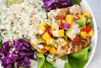 Whole30 Tropical Fish Taco Bowls with Zesty Mango Salsa