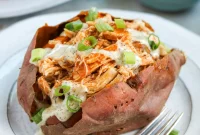 Instant Pot Spicy Buffalo Chicken Sweet Potato Boats